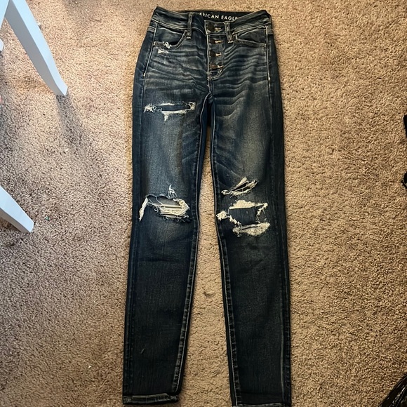 American Eagle Outfitters Denim - AE Rip and Repair Button Fly High Rise Jegging